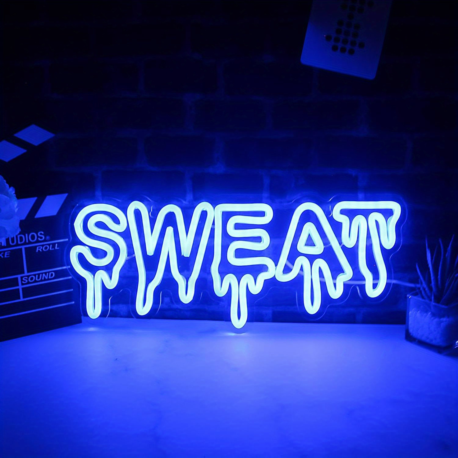Home Gym Neon Sign - Lampu Neon LED Biru dengan Efek