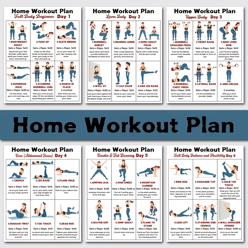 6 buah Bagan Latihan Dinding u - Workout Plan Home Gym ulasan dan harga