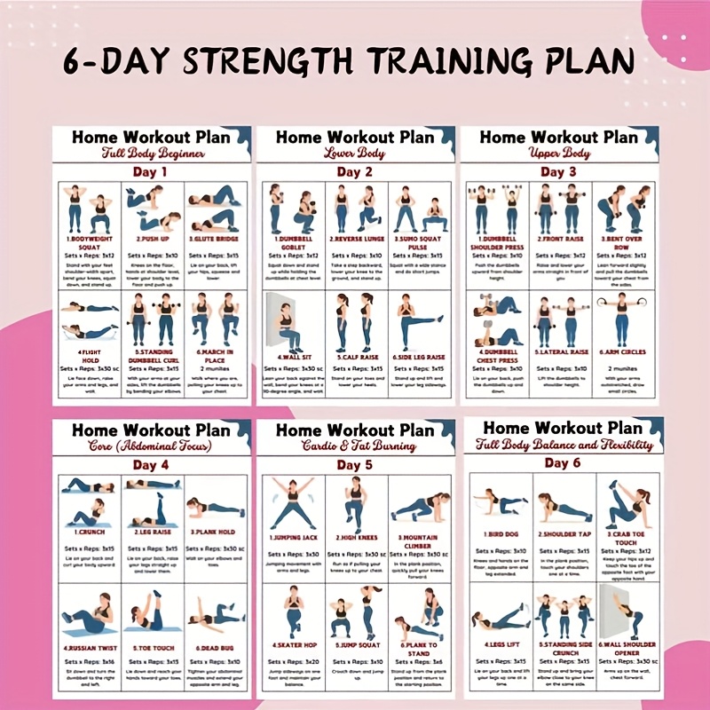 6 buah Papan Grafik Kebugaran  - Workout Plan Home Gym ulasan dan harga