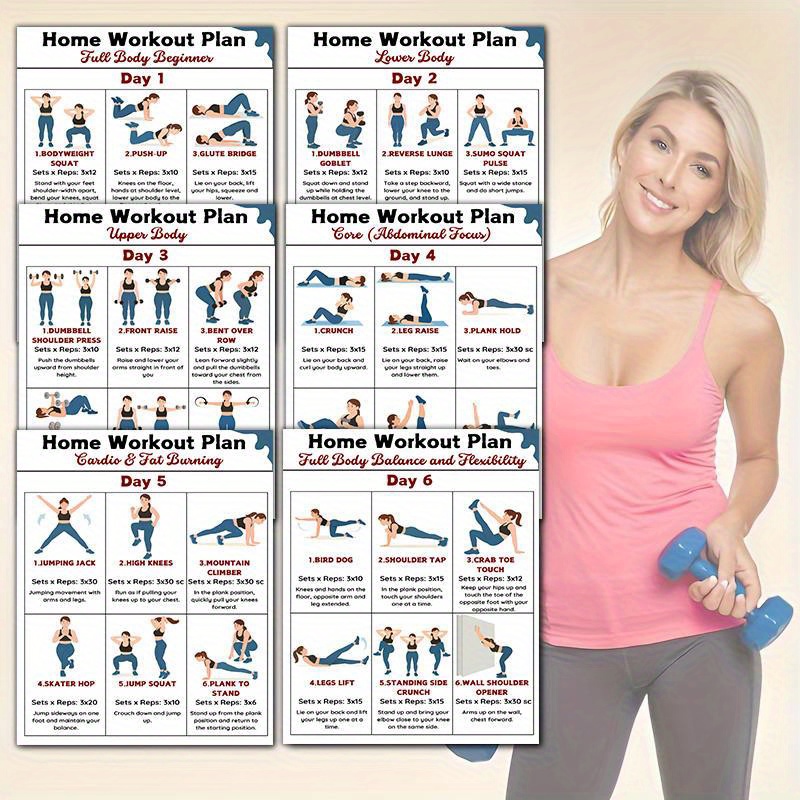 6 buah Papan Grafik Kebugaran  - Workout Plan Home Gym ulasan dan harga